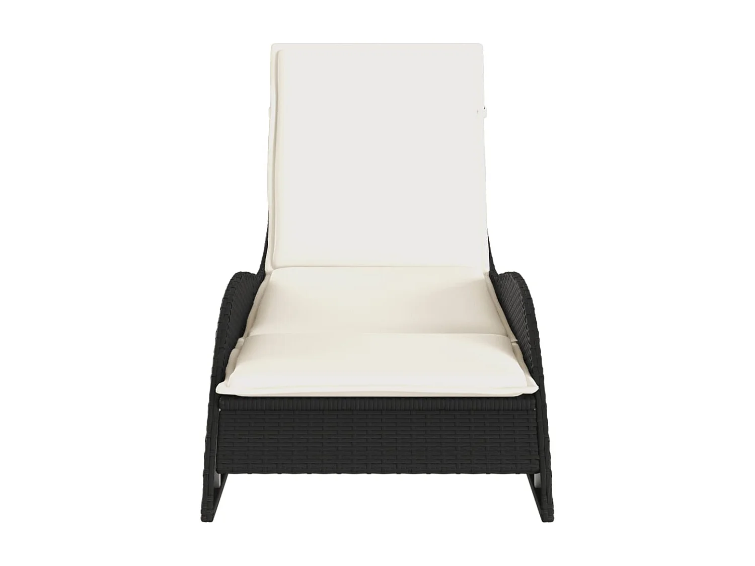 Chaise longue avec coussin noir 60x205x73 résine tressée