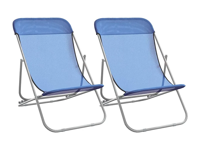 Chaises de plage pliantes 2pcs textilène acier enduit de poudre