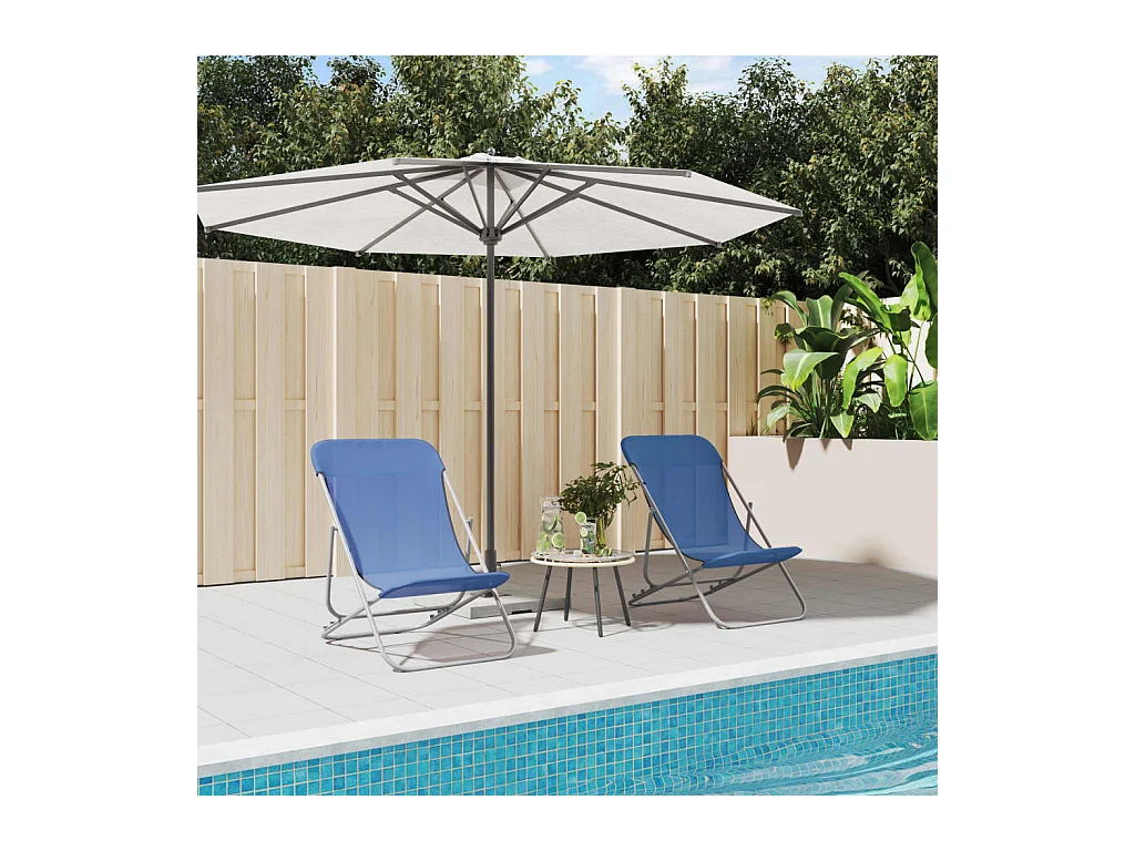 Chaises de plage pliantes 2pcs textilène acier enduit de poudre