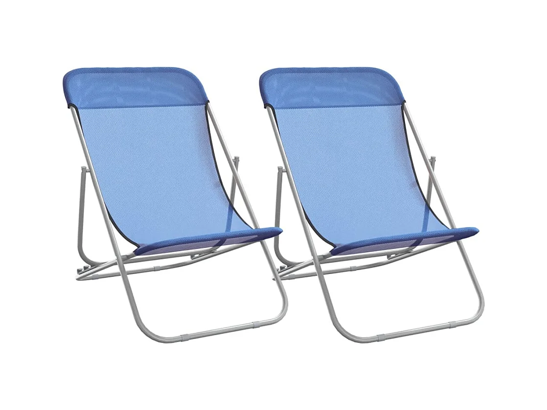 Chaises de plage pliantes 2pcs textilène acier enduit de poudre