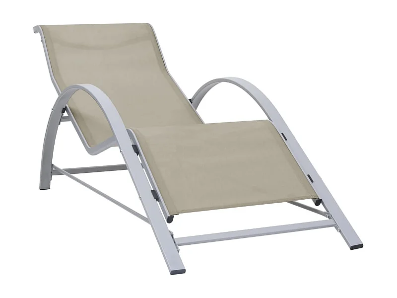 Chaises longues 2 pcs avec table Aluminium Crème