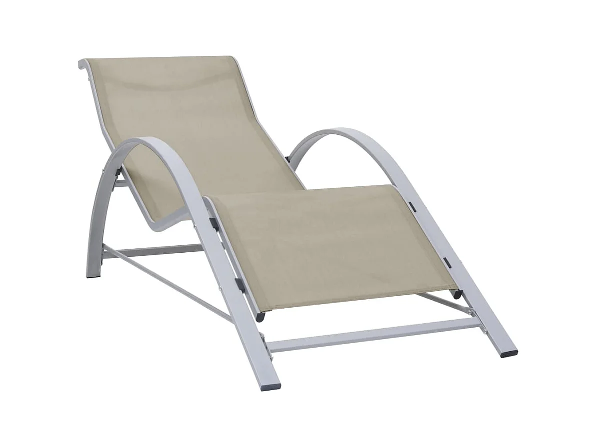 Chaises longues 2 pcs avec table Aluminium Crème