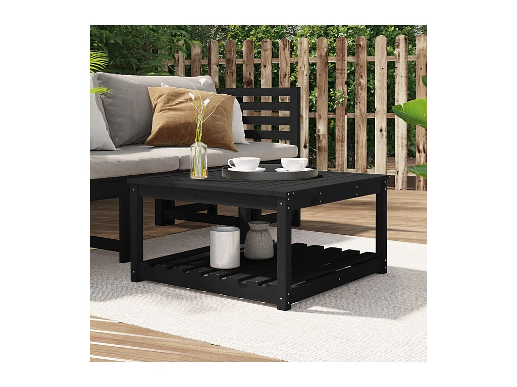 Table de jardin noir 82,5x82,5x45 bois massif de pin