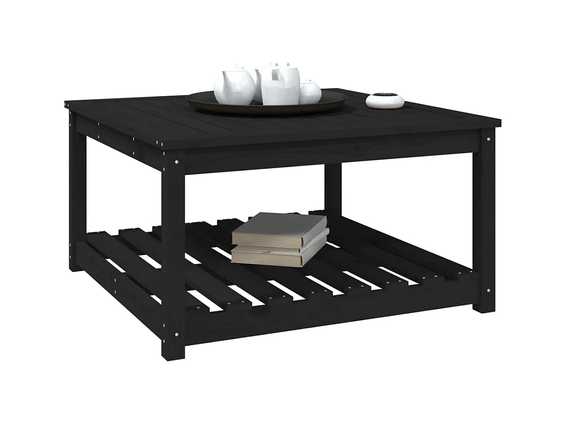 Table de jardin noir 82,5x82,5x45 bois massif de pin