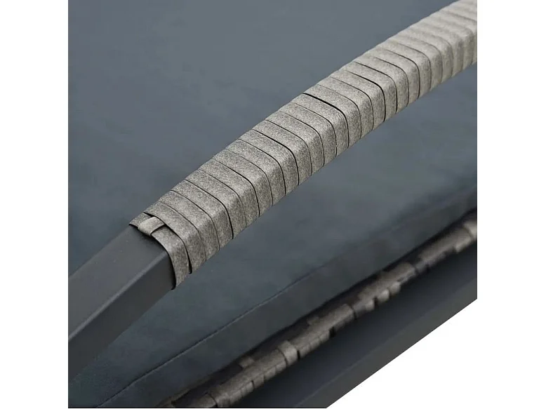 Chaise longue à roulettes tissu et résine tressée gris Tovar