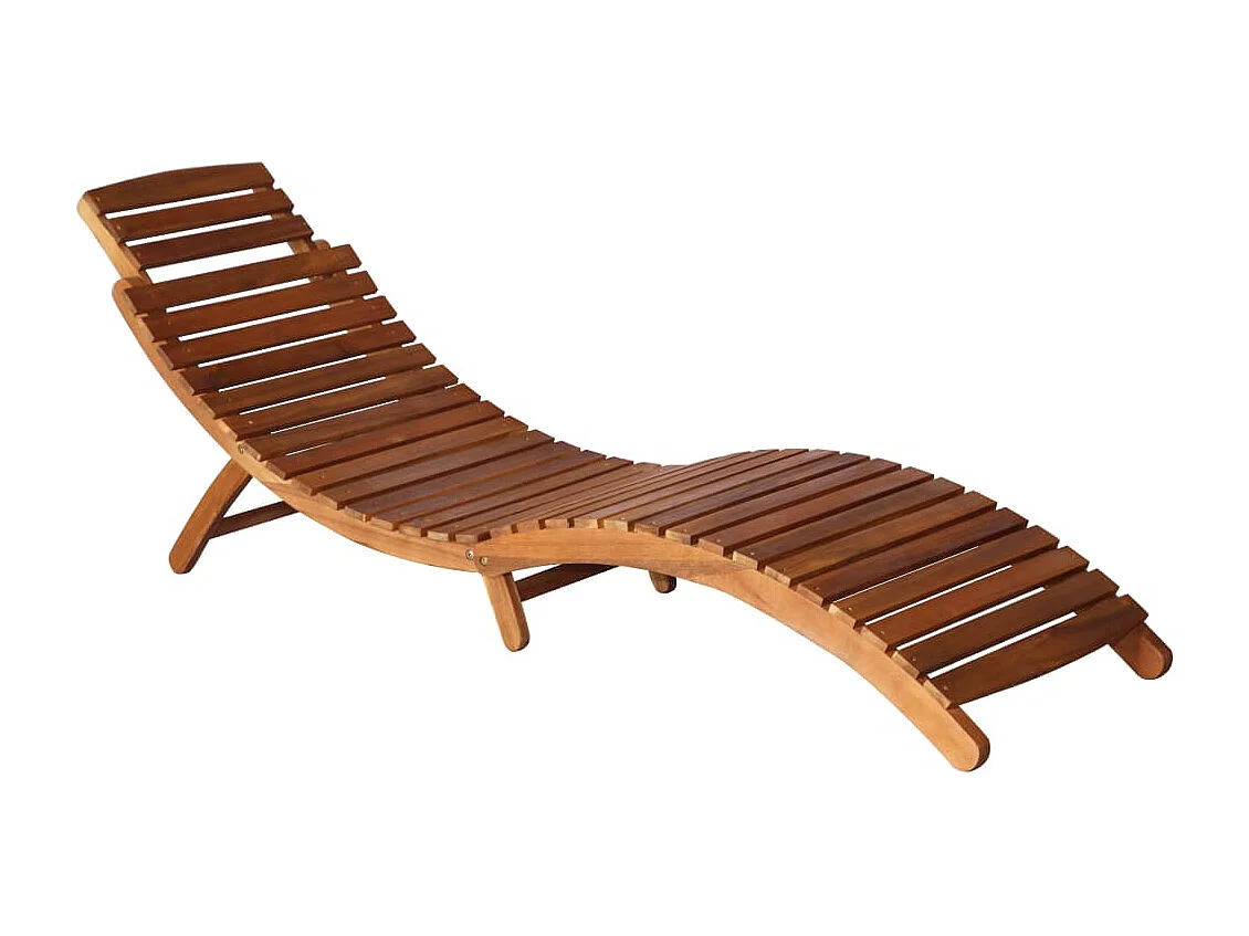 Chaise longue de jardin avec table et coussin Bois d'acacia 8