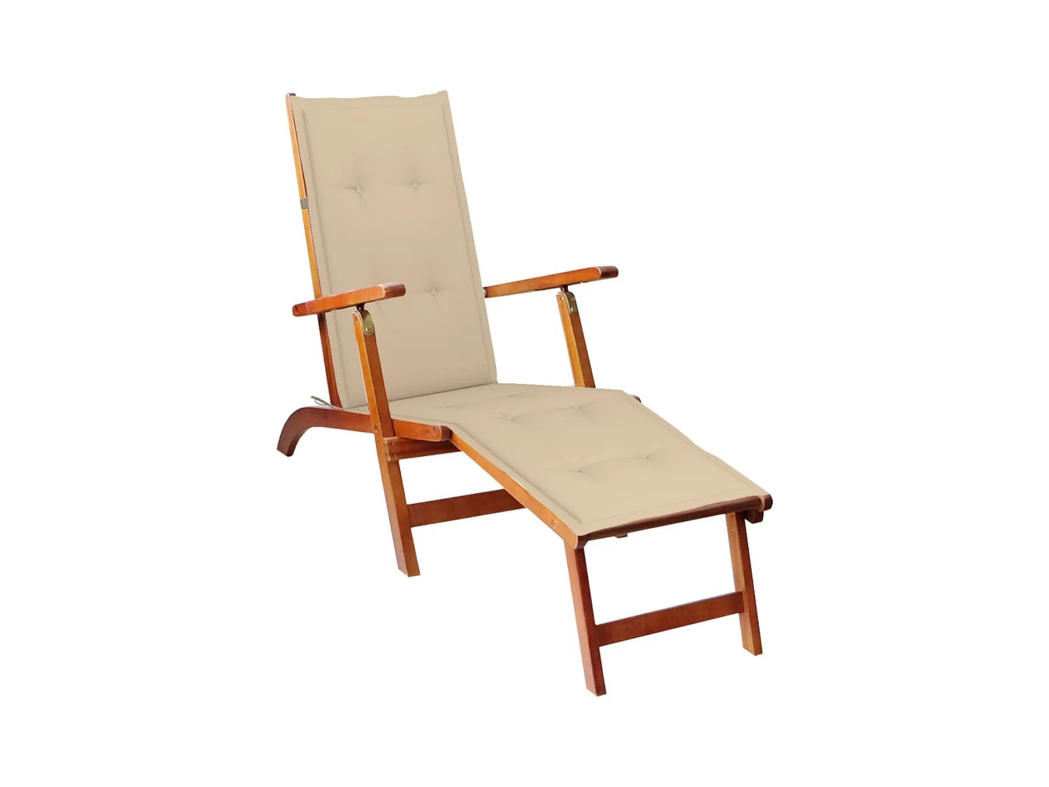 Chaise de terrasse avec repose-pied et coussin Acacia solide 2