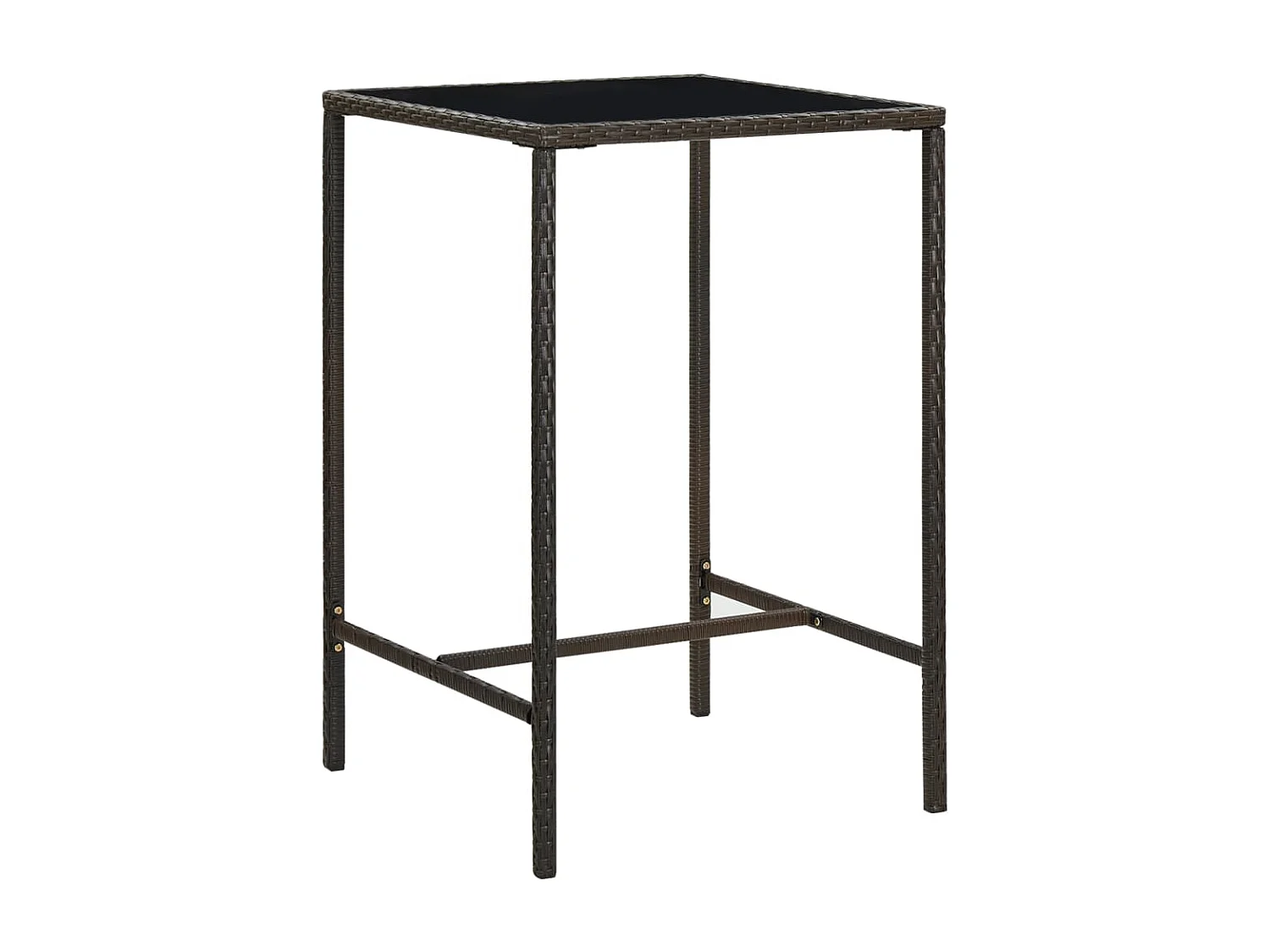 Table de bar de jardin Marron 70x70x110 Résine tressée verre