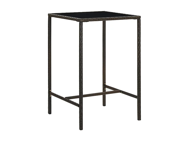 Table de bar de jardin Marron 70x70x110 Résine tressée verre