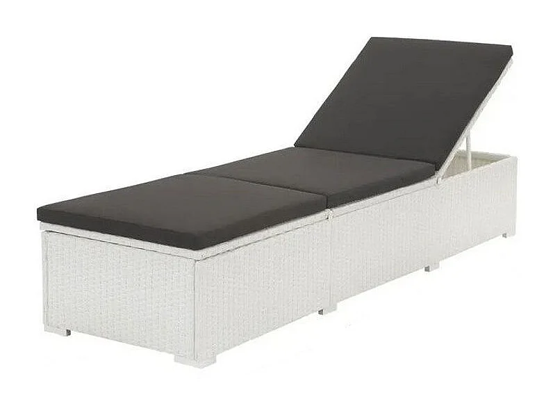 Chaise longue polyester noir et résine blanche Imia