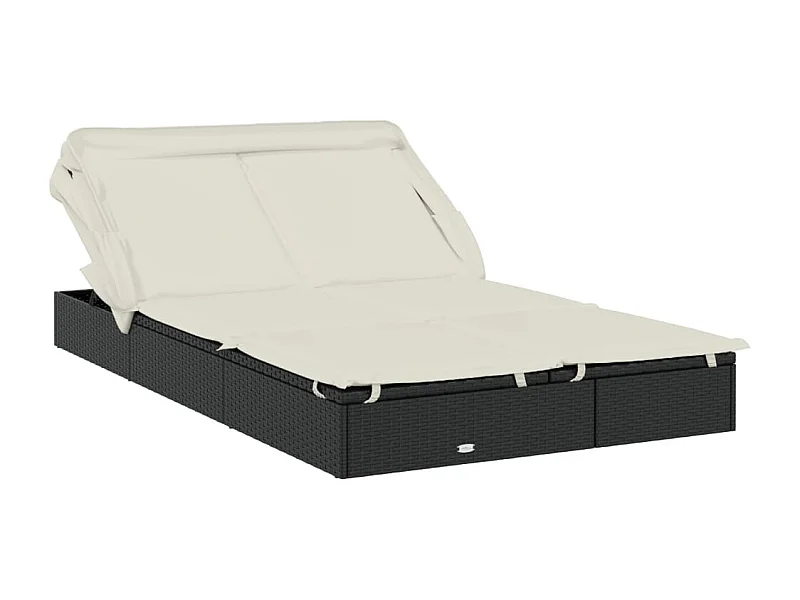 Transat 2 places avec toit pliable noir 213x118x97