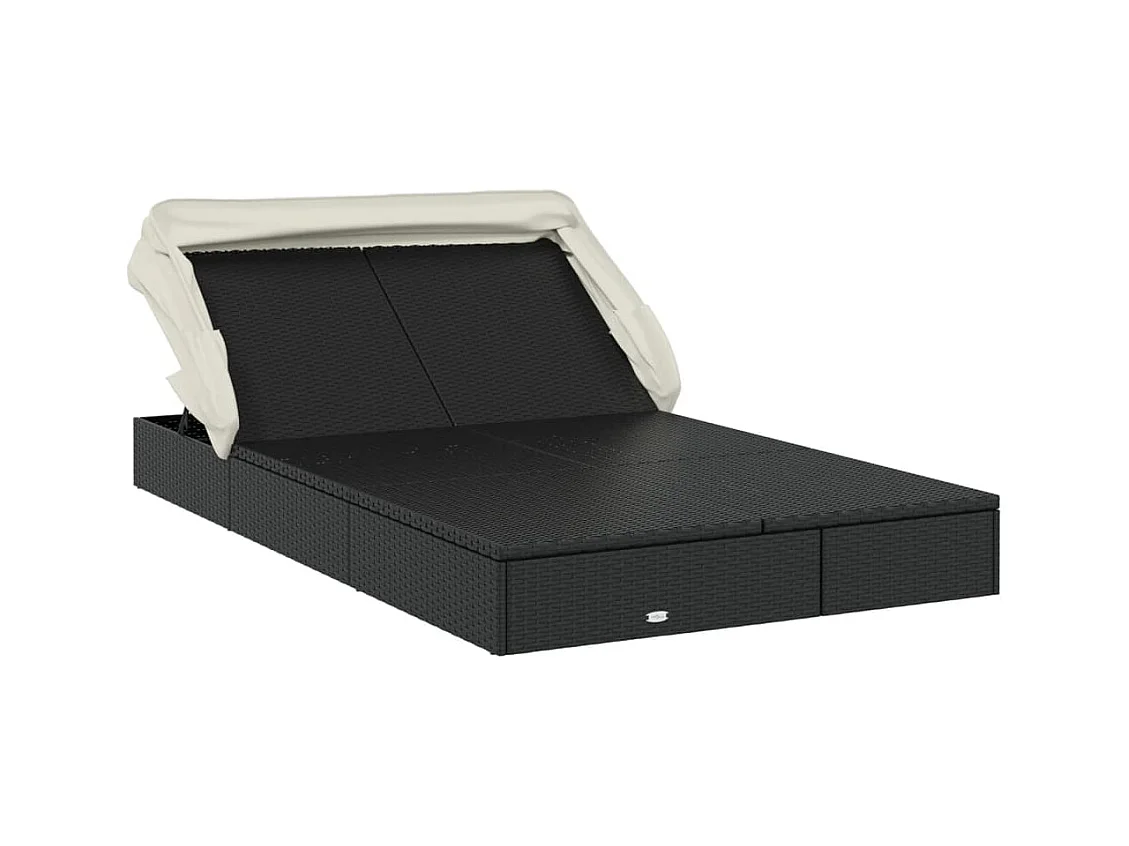 Transat 2 places avec toit pliable noir 213x118x97