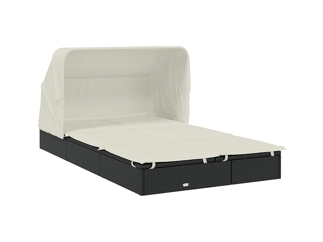 Transat 2 places avec toit pliable noir 213x118x97