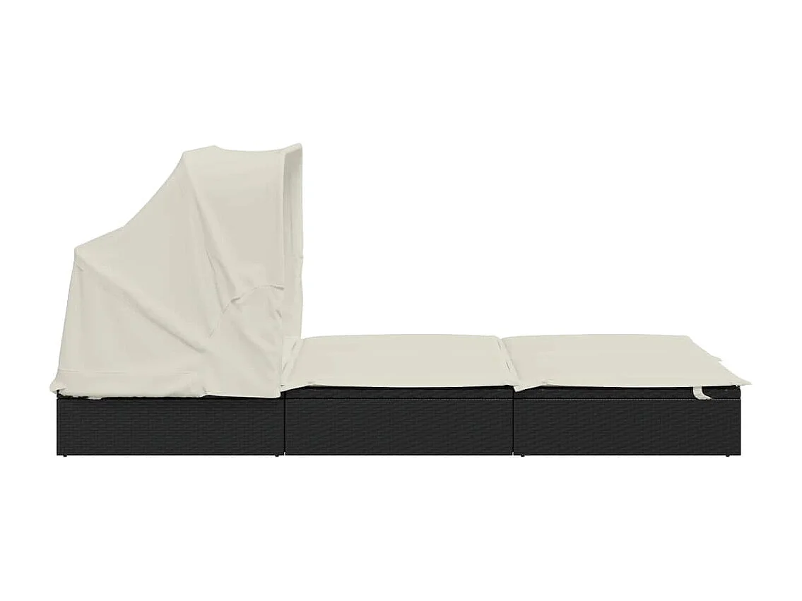 Transat 2 places avec toit pliable noir 213x118x97