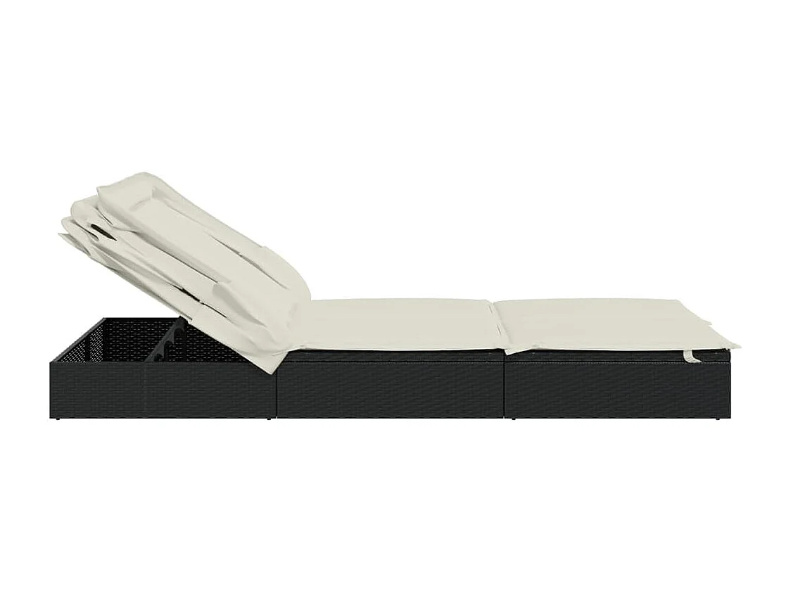 Transat 2 places avec toit pliable noir 213x118x97