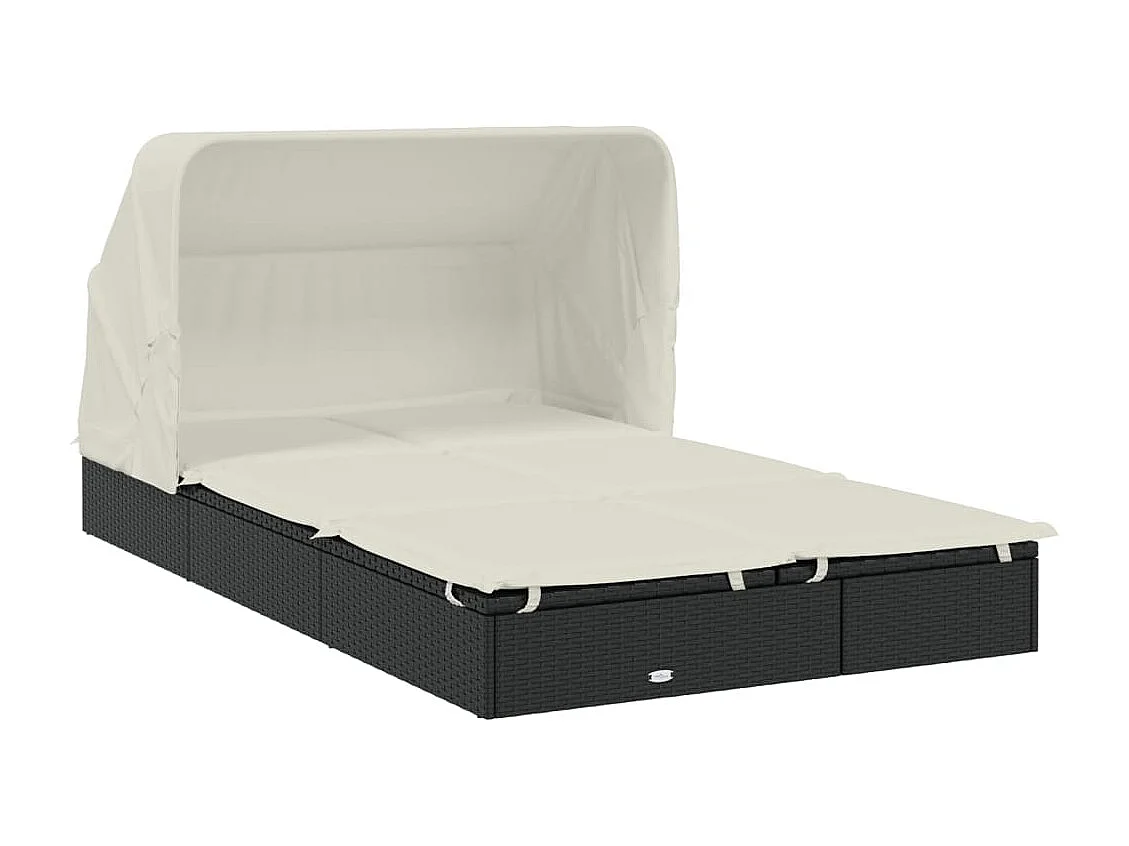 Transat 2 places avec toit pliable noir 213x118x97