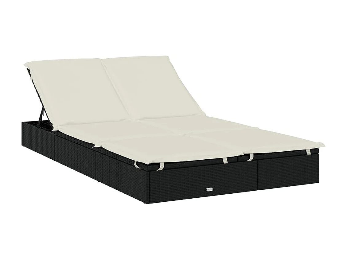 Transat 2 places avec toit pliable noir 213x118x97