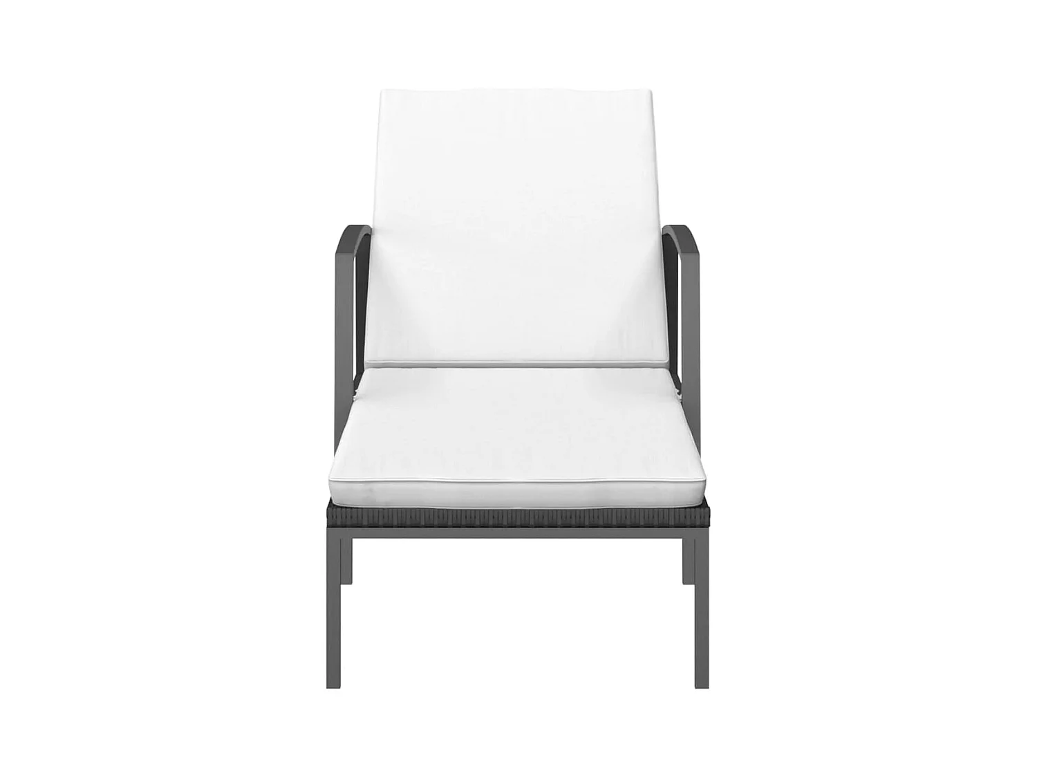 Chaises longues 2 pcs avec table Résine tressée Noir