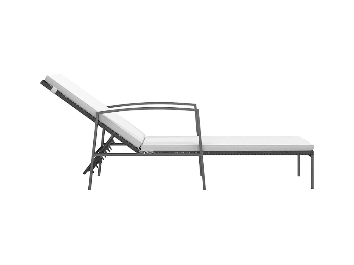 Chaises longues 2 pcs avec table Résine tressée Noir