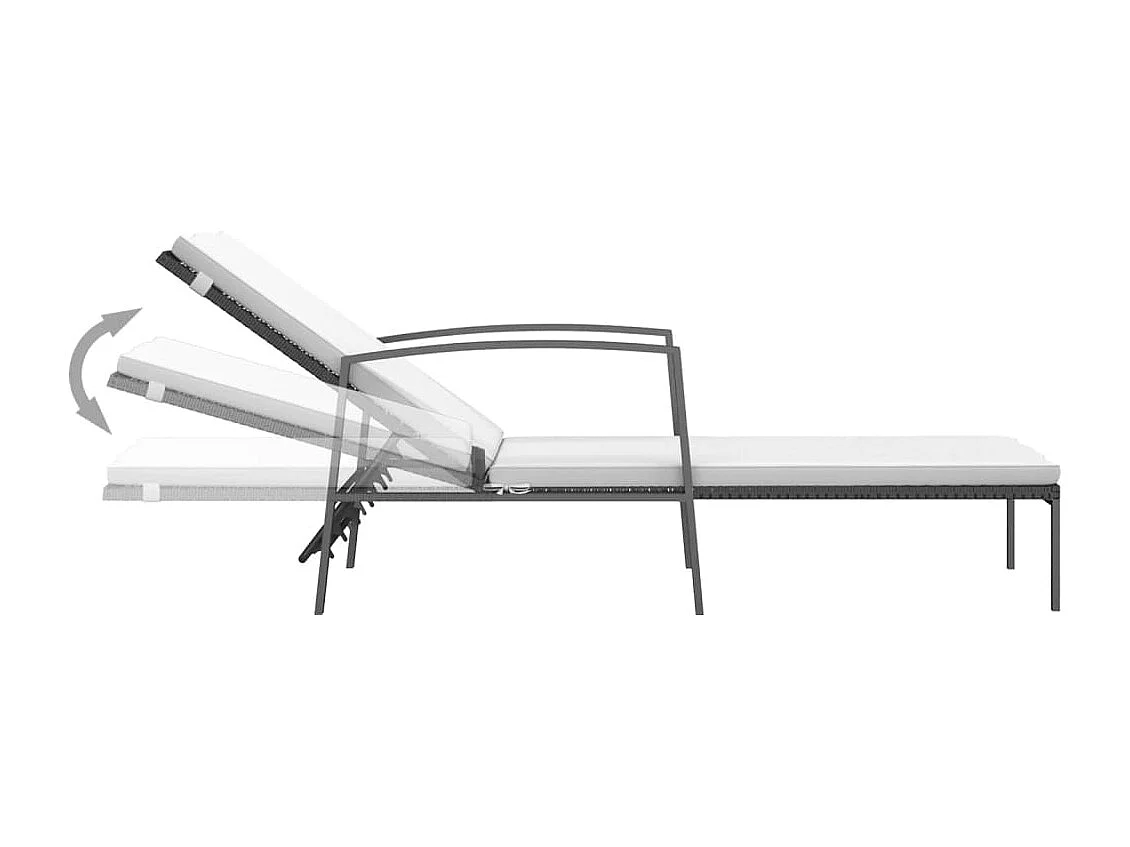 Chaises longues 2 pcs avec table Résine tressée Noir