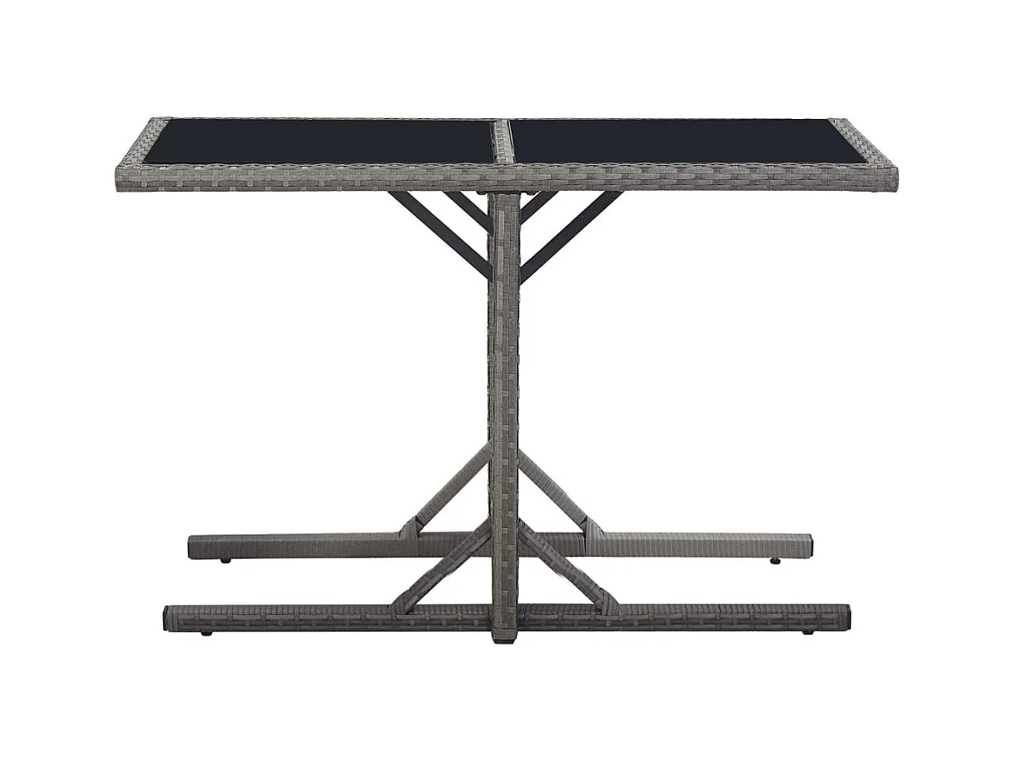 Table de jardin Noir 110x53x72 Verre et résine tressée