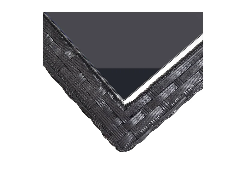 Table de jardin Noir 110x53x72 Verre et résine tressée
