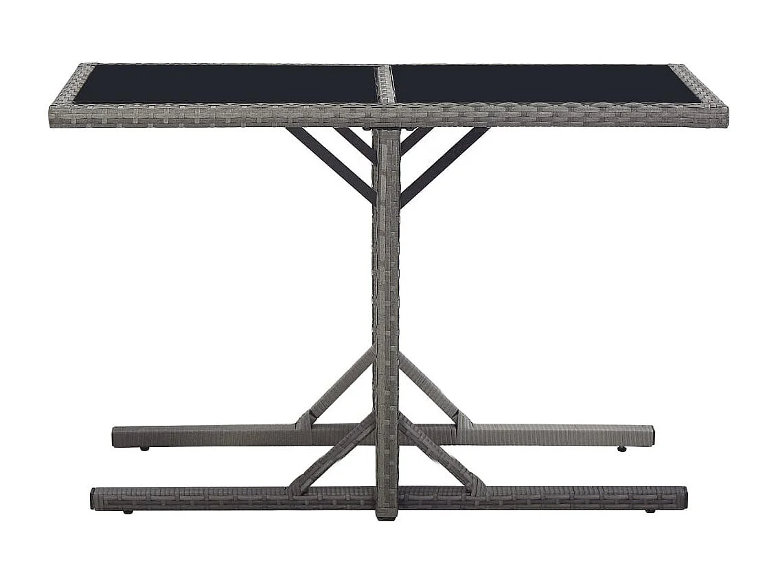 Table de jardin Noir 110x53x72 Verre et résine tressée