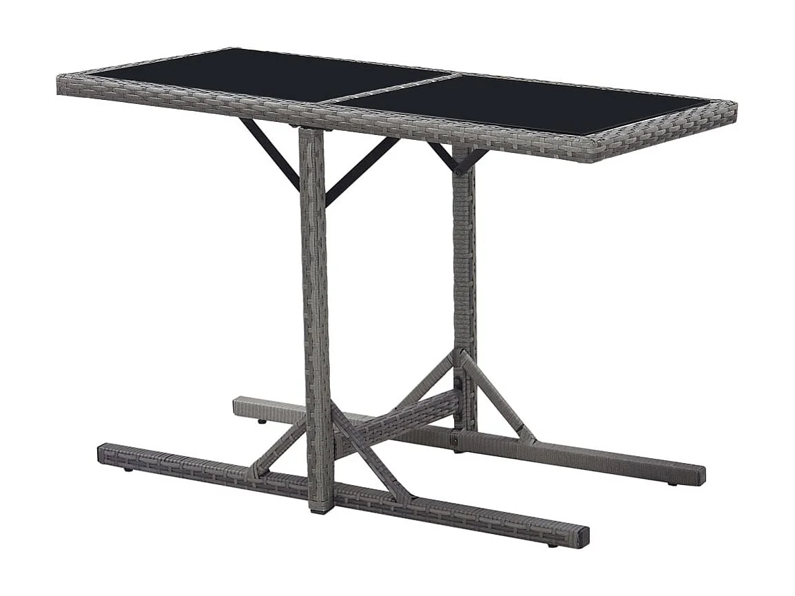 Table de jardin Noir 110x53x72 Verre et résine tressée