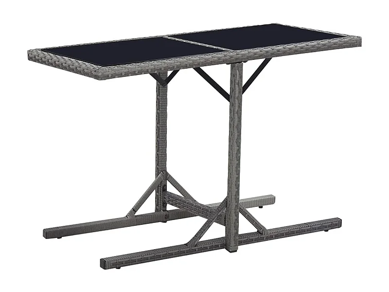 Table de jardin Noir 110x53x72 Verre et résine tressée