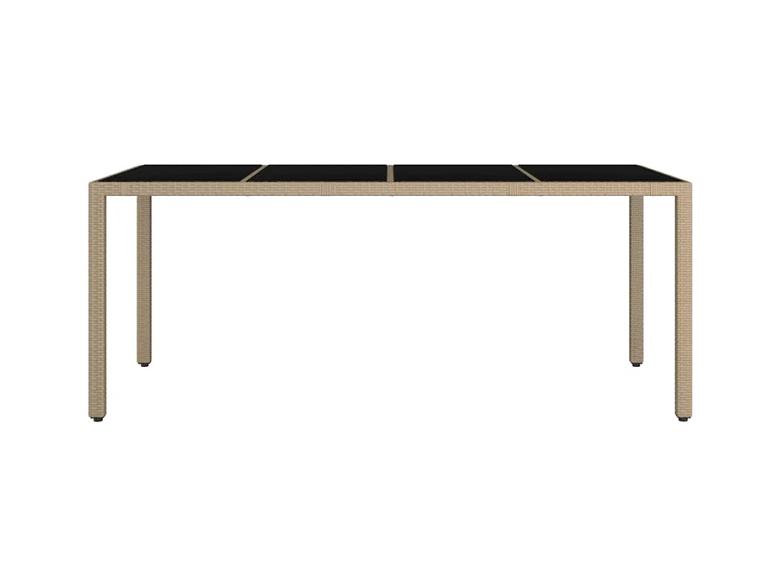 Table de jardin plateau en verre Résine tressée verre trempé