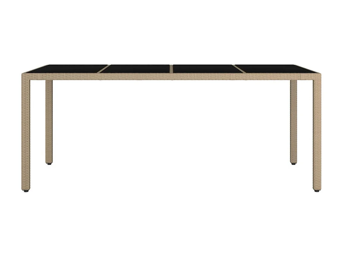 Table de jardin plateau en verre Résine tressée verre trempé