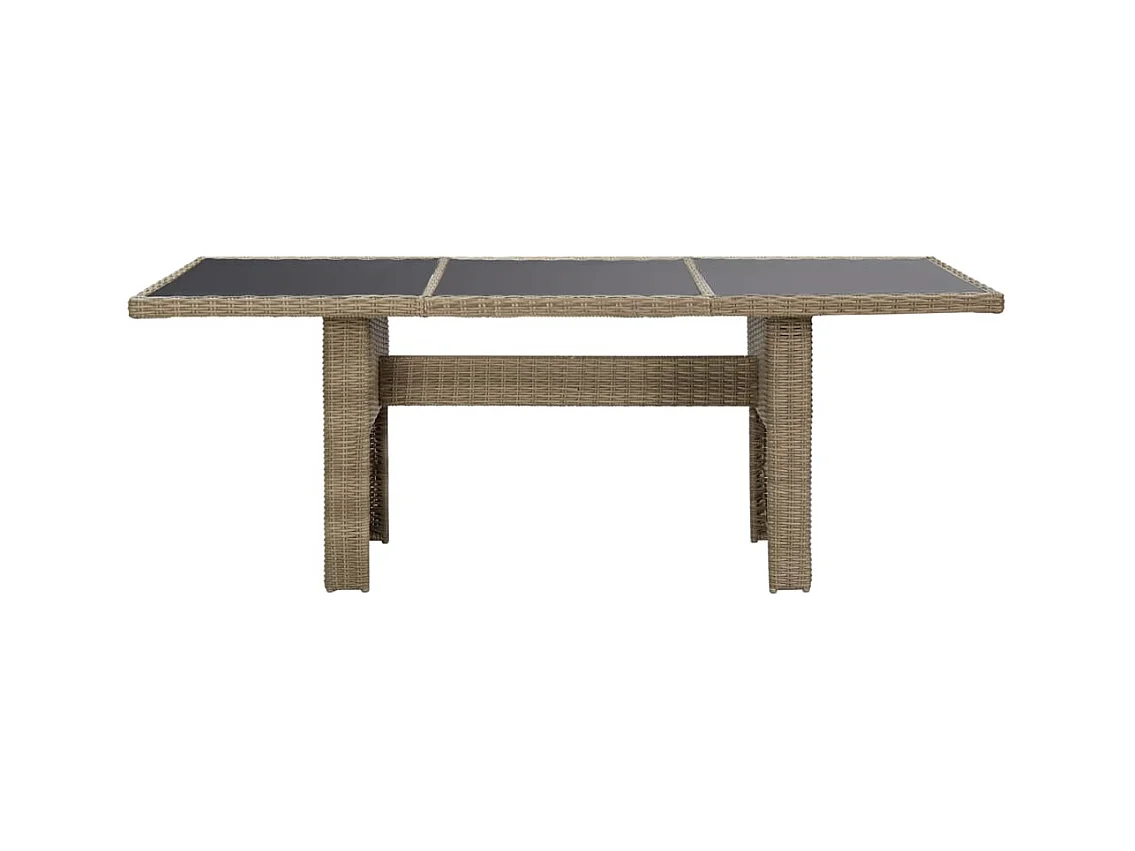 Table à dîner Marron 200x100x74 Verre et résine tressée