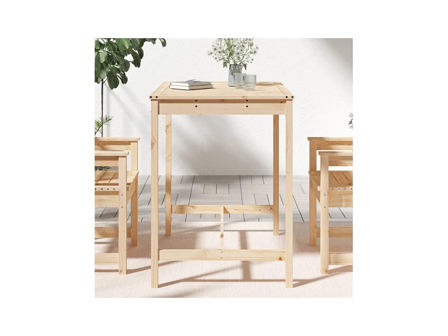 Table de jardin 121x82,5x110 bois massif de pin