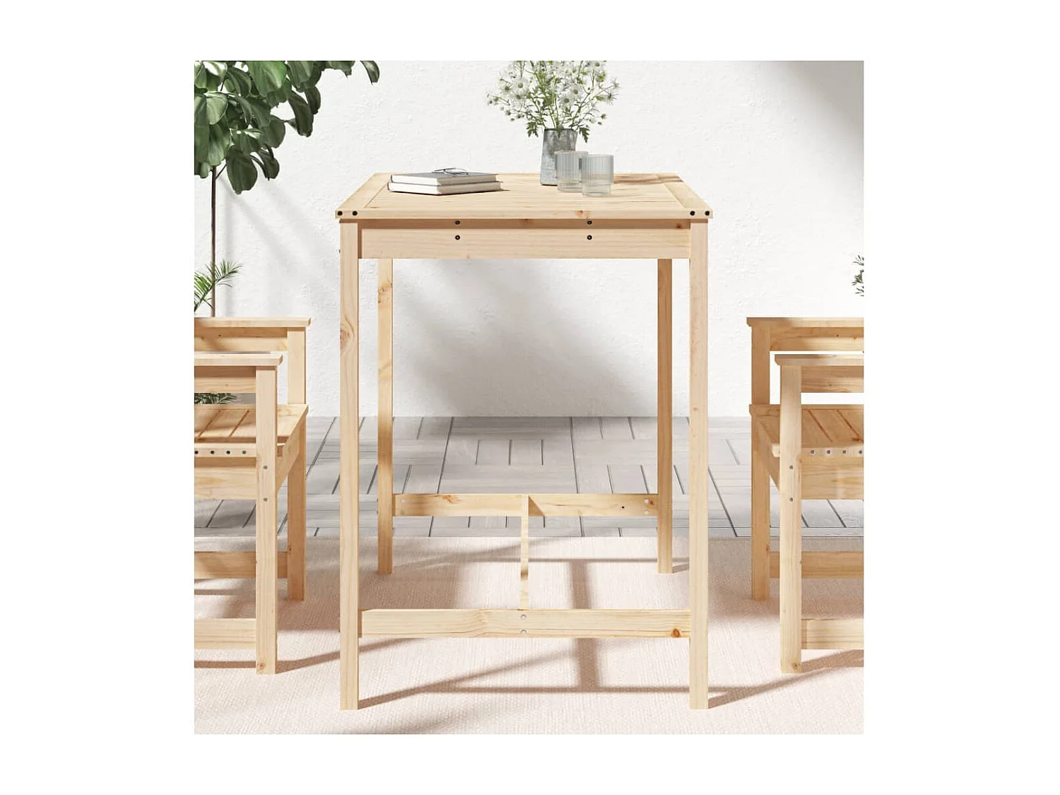 Table de jardin 121x82,5x110 bois massif de pin