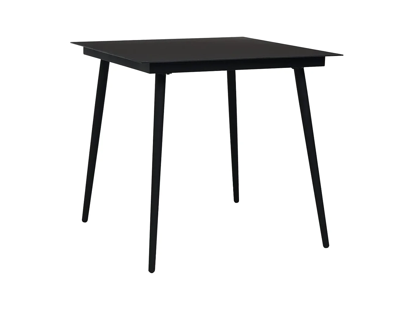 Table à dîner de jardin Noir 80x80x74 Acier et verre 2