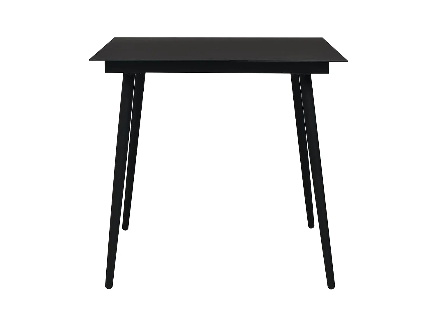 Table à dîner de jardin Noir 80x80x74 Acier et verre 2