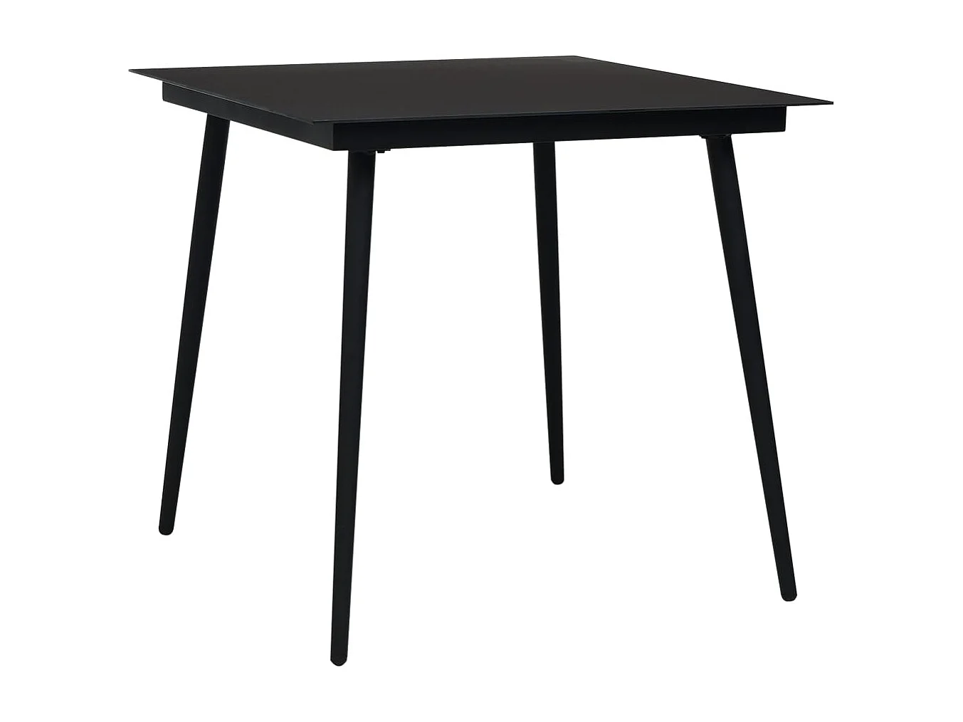 Table à dîner de jardin Noir 80x80x74 Acier et verre 2