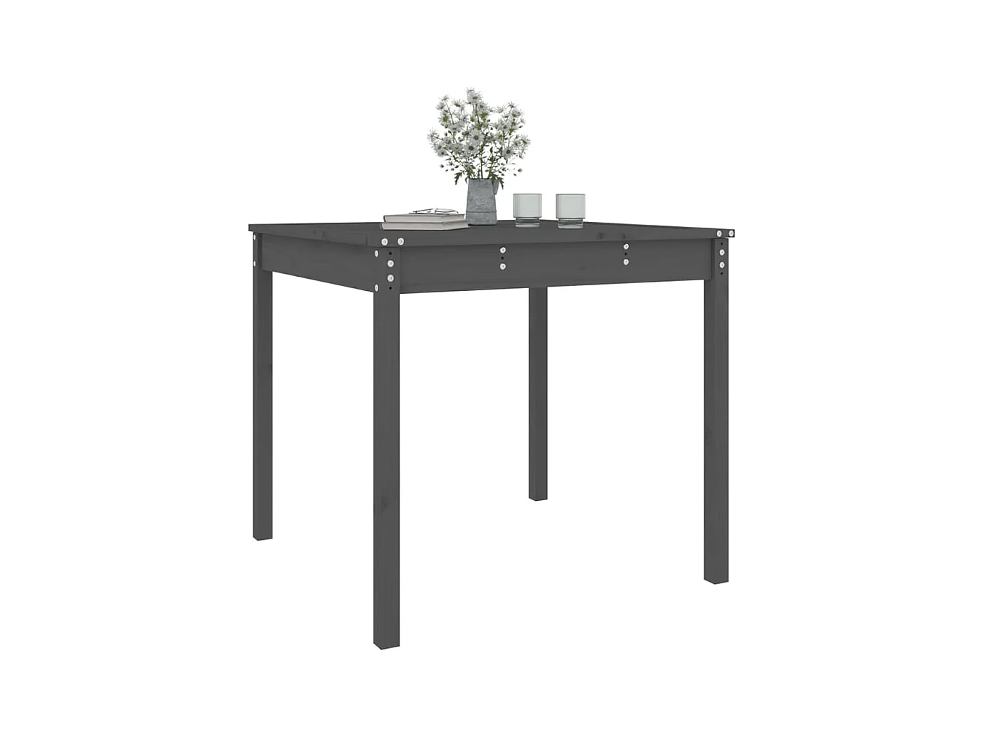 Table de jardin gris 82,5x82,5x76 bois massif de pin