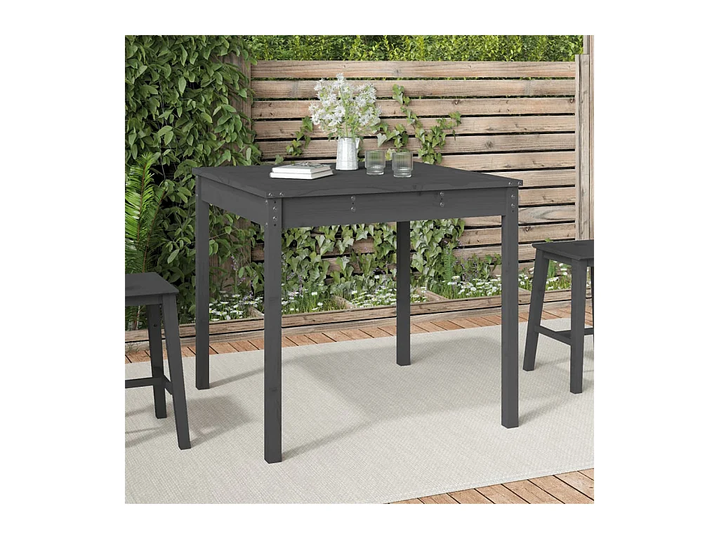 Table de jardin gris 82,5x82,5x76 bois massif de pin