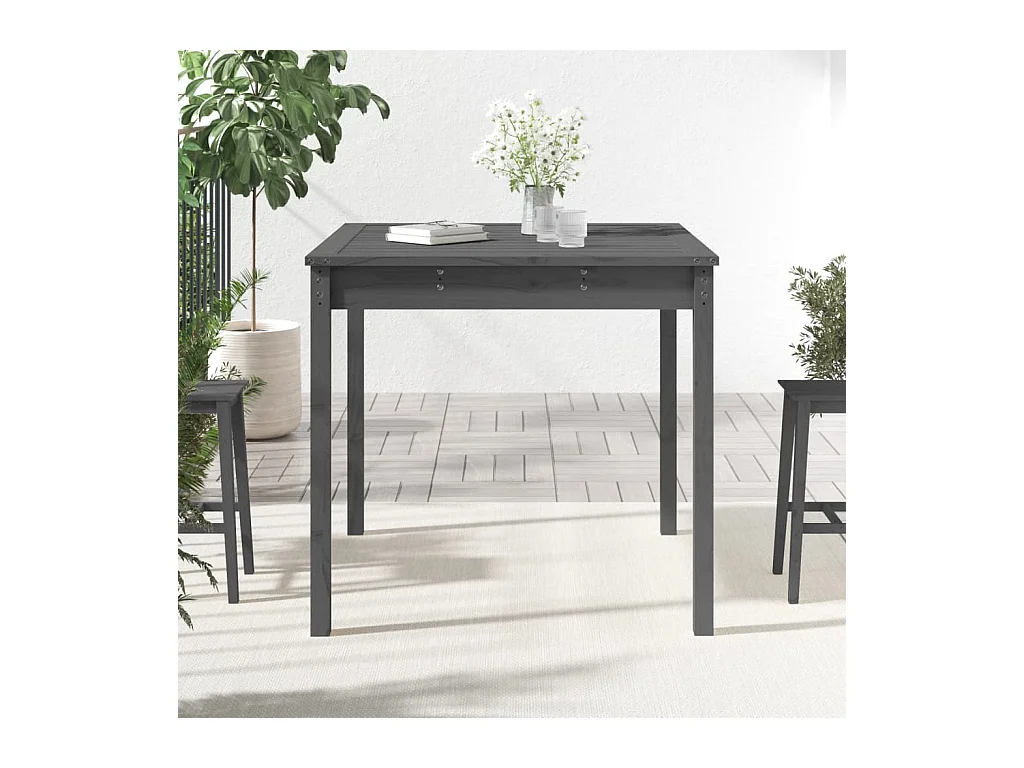 Table de jardin gris 82,5x82,5x76 bois massif de pin