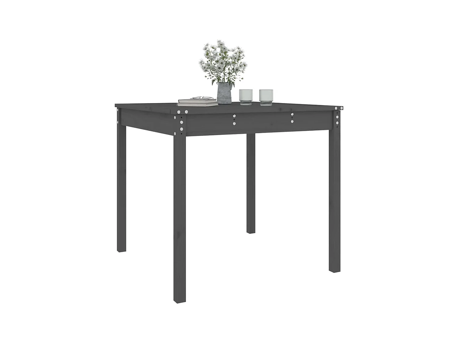 Table de jardin gris 82,5x82,5x76 bois massif de pin