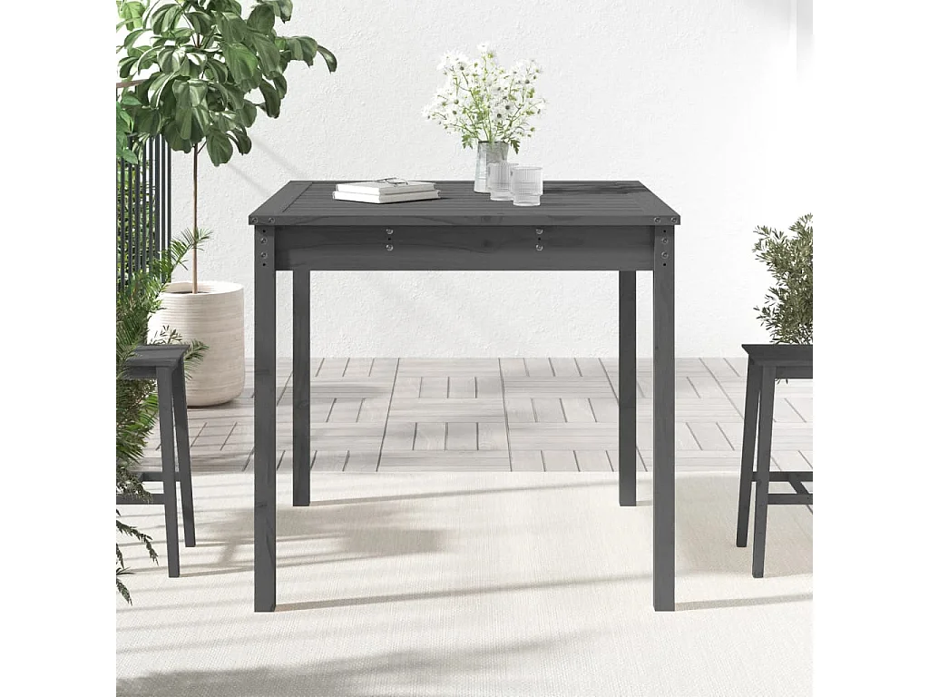 Table de jardin gris 82,5x82,5x76 bois massif de pin
