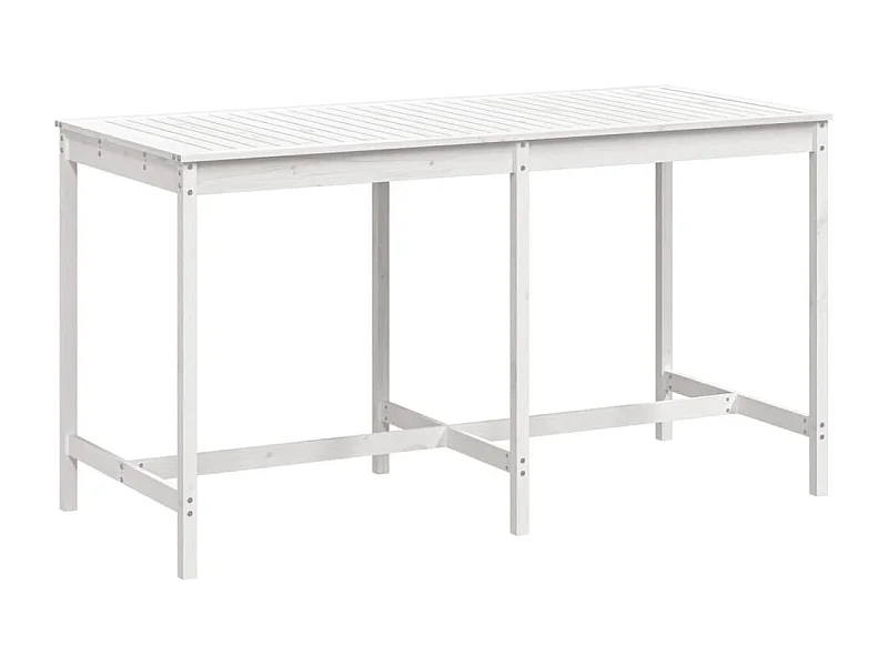 Table de jardin blanc 203,5x90x110 bois massif de pin
