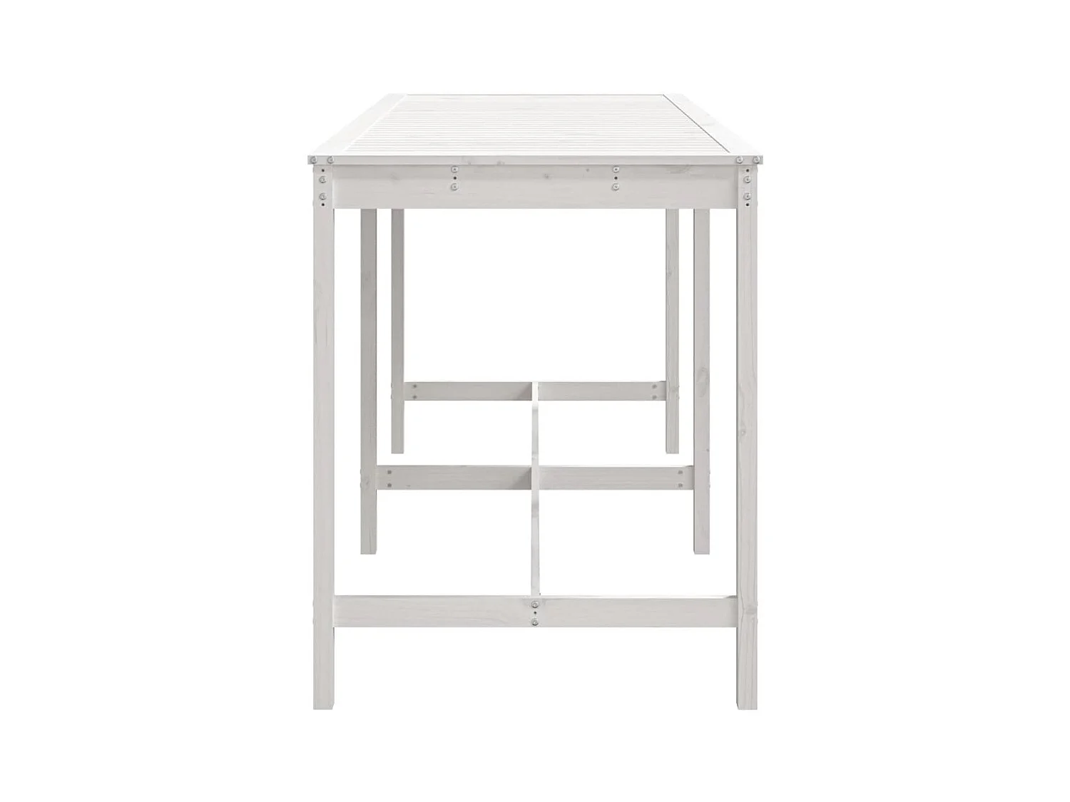 Table de jardin blanc 203,5x90x110 bois massif de pin