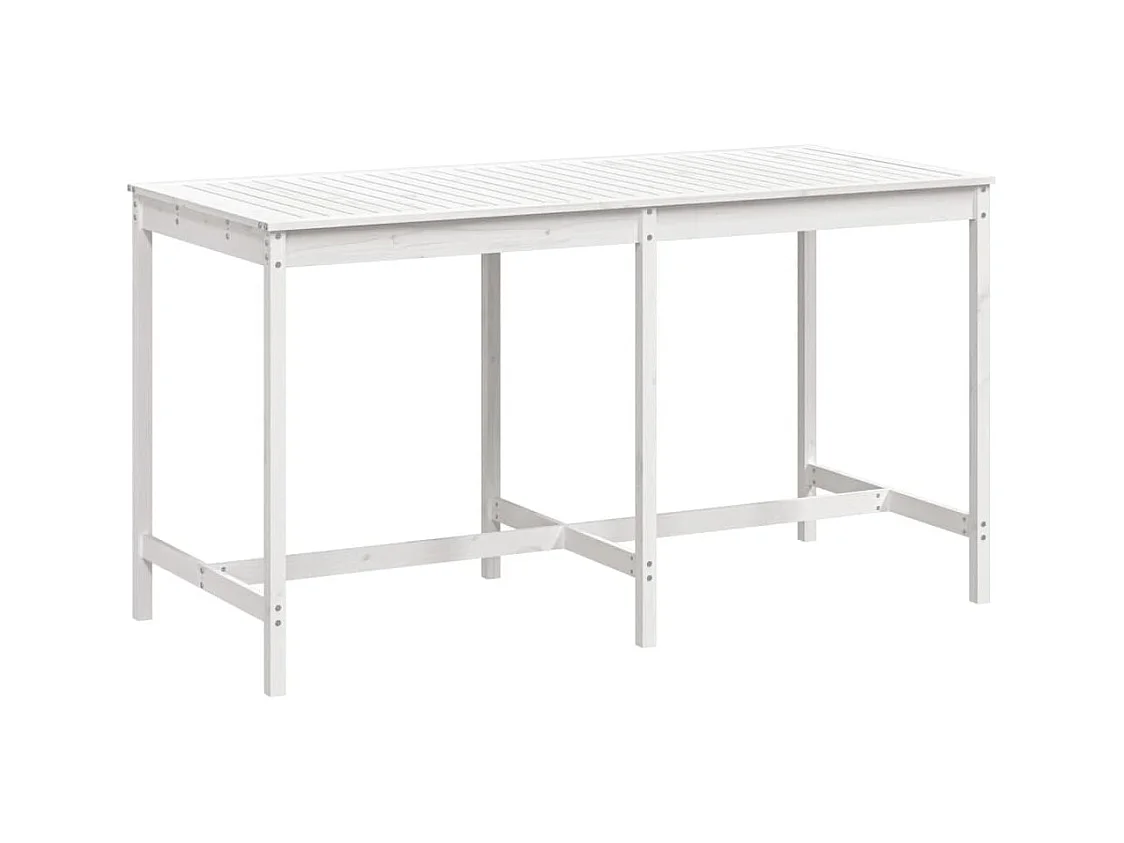 Table de jardin blanc 203,5x90x110 bois massif de pin