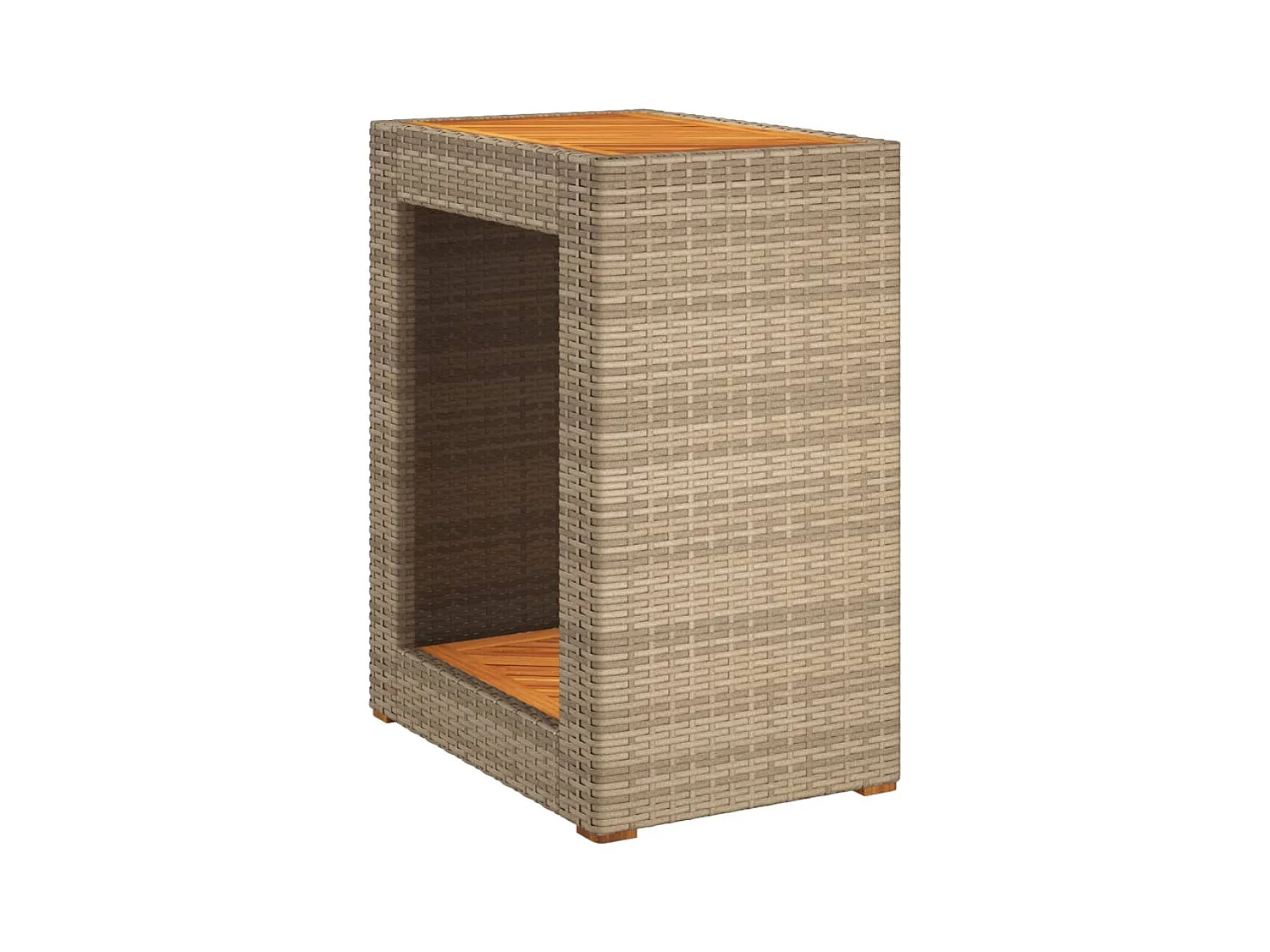 Table d'appoint de jardin dessus en bois beige 60x40x75