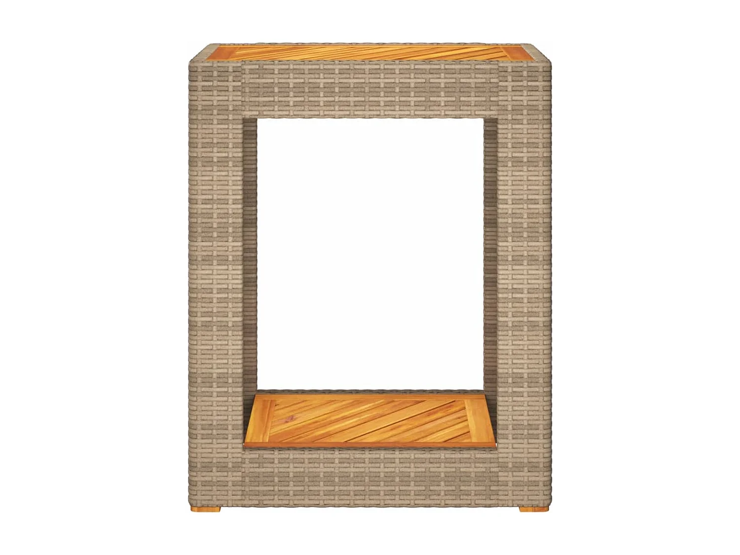 Table d'appoint de jardin dessus en bois beige 60x40x75