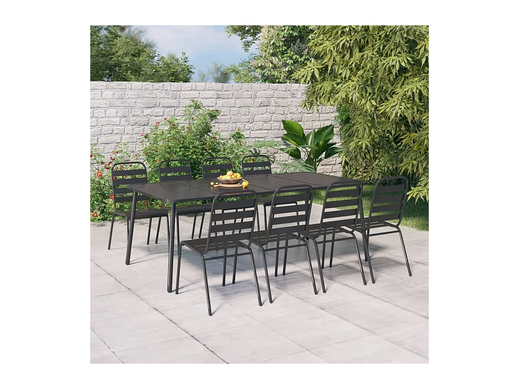 Table de jardin anthracite 200x100x71 acier