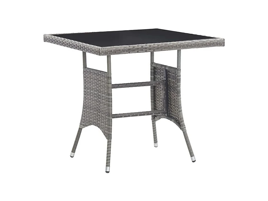 Table de jardin gris 80x80x74 résine tressée