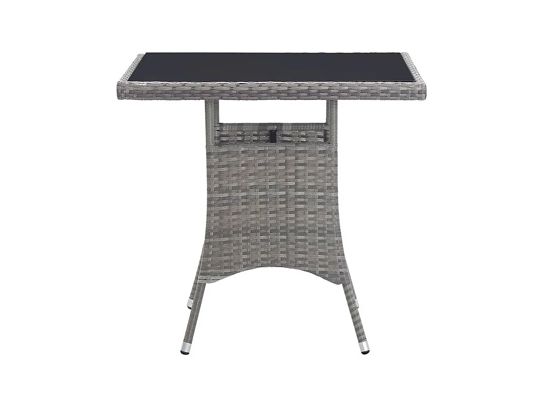 Table de jardin gris 80x80x74 résine tressée